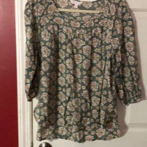 LC Green floral blouse
